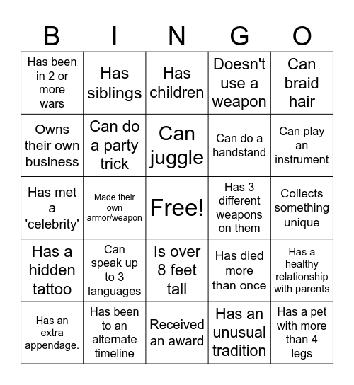 Find someone who... Bingo Card