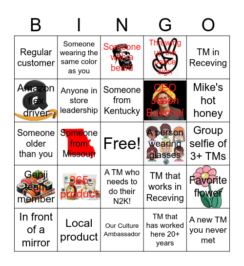 Selfie Bingo Card