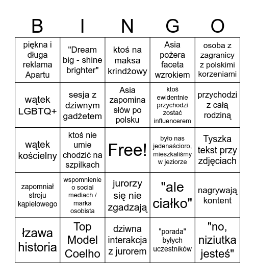 top model castingi 2025 Bingo Card