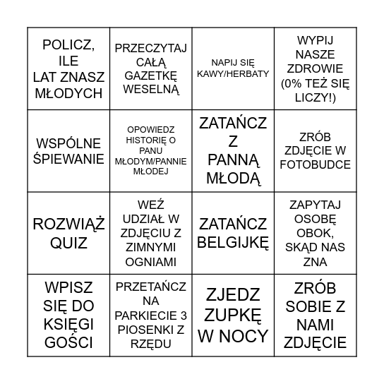 Marta i Hubert 20.09.2025 Bingo Card