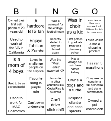 PSS Onsite Mingle Bingo Card