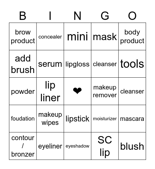 SC BINGO Card