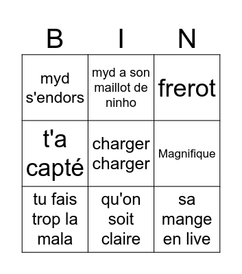meggy et Myd Bingo Card