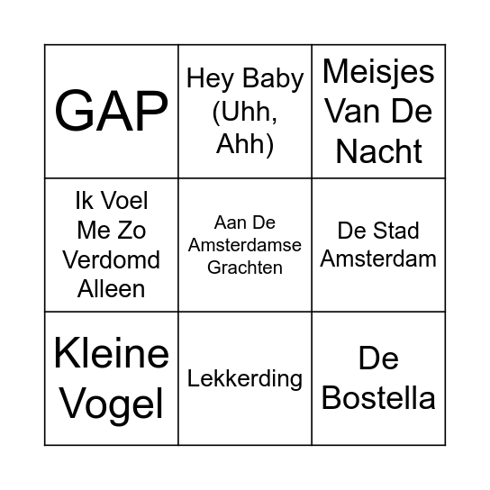 MUZIEK BINGO Card