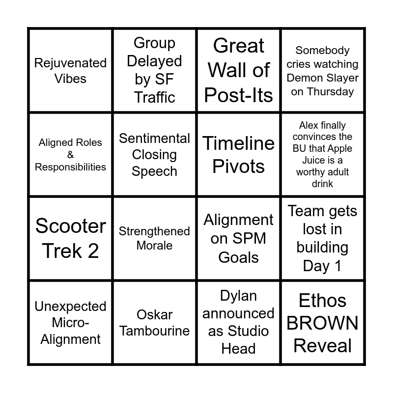 Sept Togetherness Bingo Card
