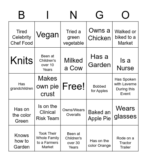 Find Your Guest Bingo Card