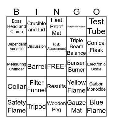 Starting Science Bingo Card