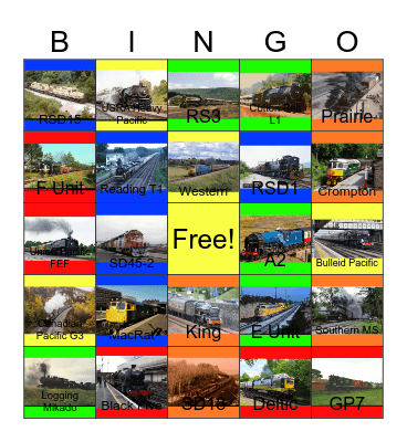 The Railroad Museum Bingo Card