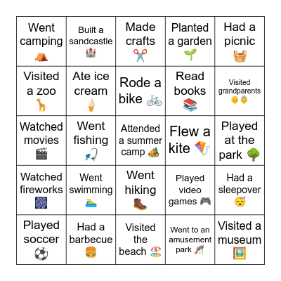 Pack 209 Summer BINGO Card