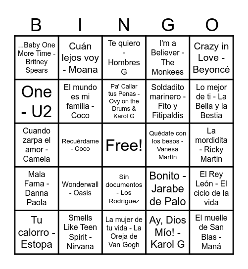Bingo musical Mig Any 2025 Bingo Card