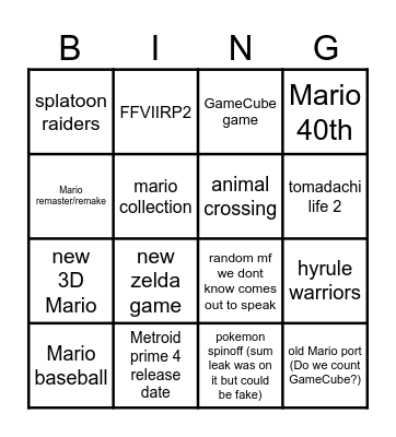 Untitled Bingo Card