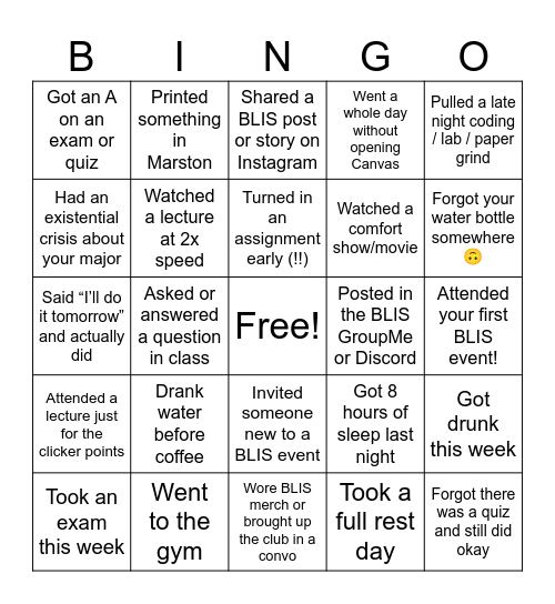 Balanced Living in Stem Bingo Card