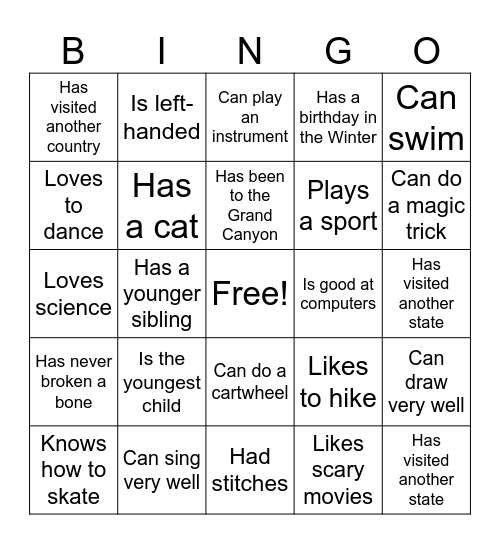 Buddy Bingo Card