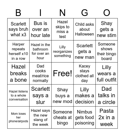 Crackhouse BINGO Card