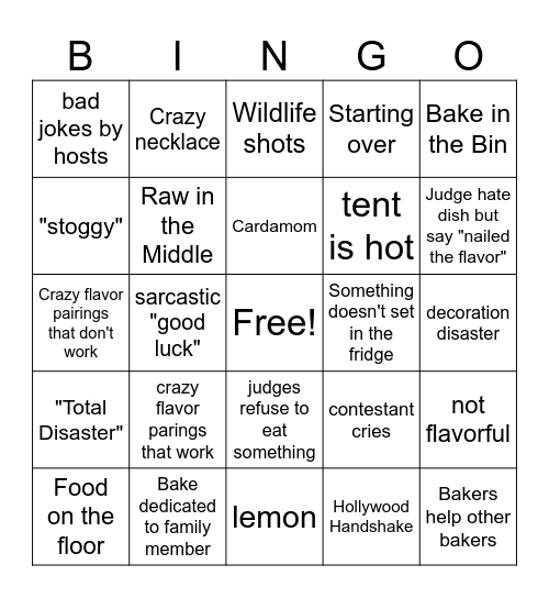 Great British Bake Off 2025 Bingo Card