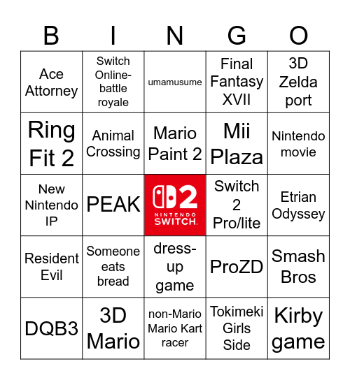 Nintendo Direct - 12 Sep 2025 Bingo Card