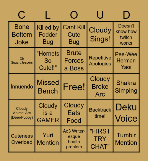 Cloudy Bingo! Bingo Card