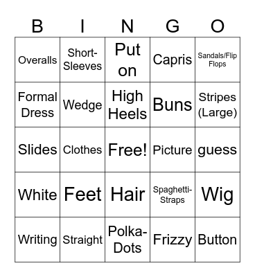 Describing People Bingo Card