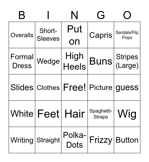 Describing People Bingo Card