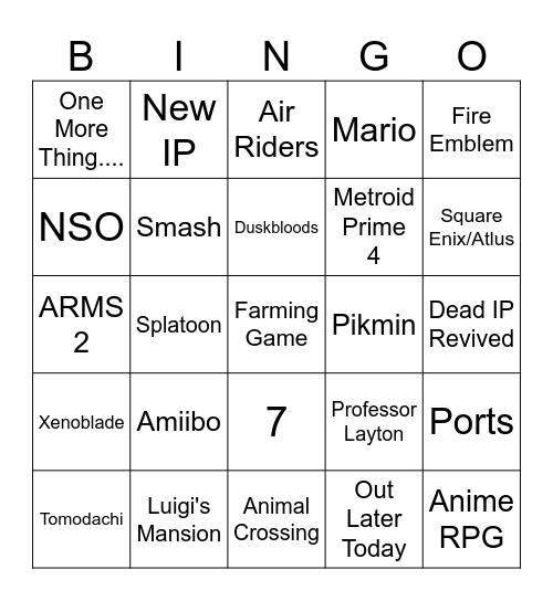 Direct 9/12/25 Bingo Card
