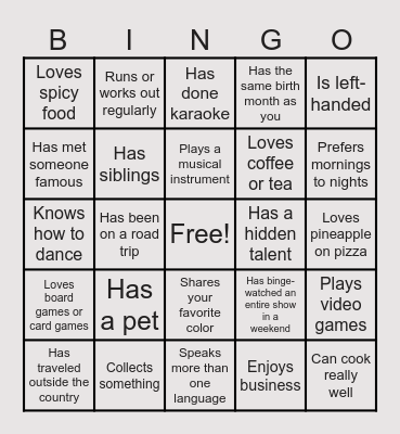 DECA Orientation Bingo Card