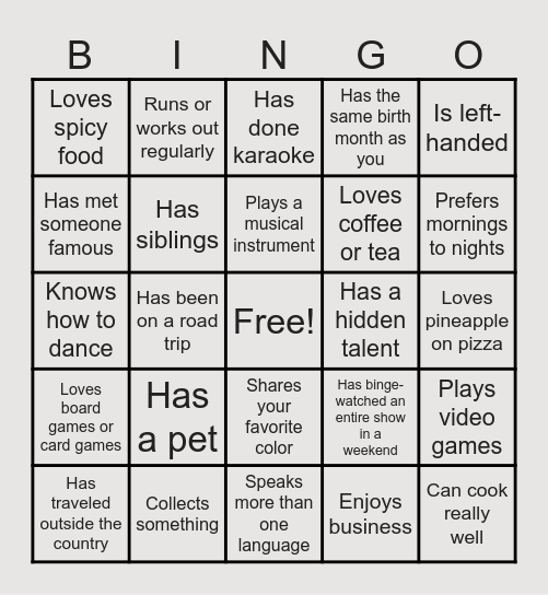DECA Orientation Bingo Card
