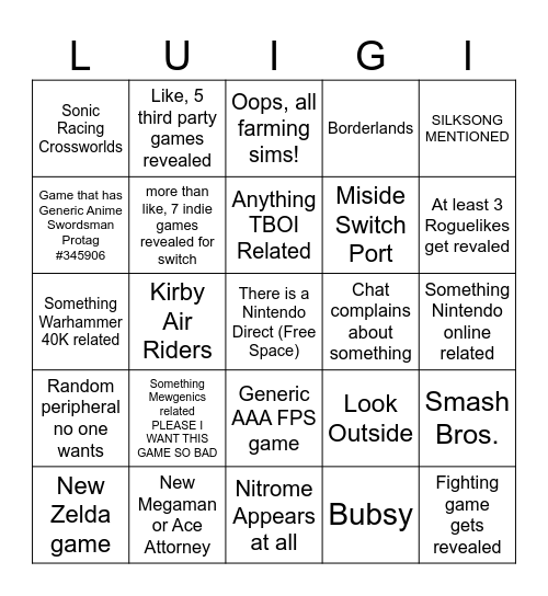 September 12th Direct BINGO Card