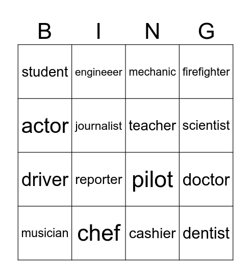 Job Bingo Card