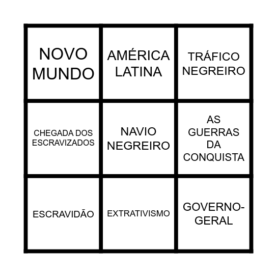 BINGO DAS COLONIZAÇÕES Bingo Card