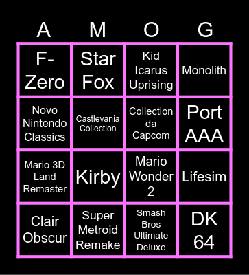 amogus direct Bingo Card