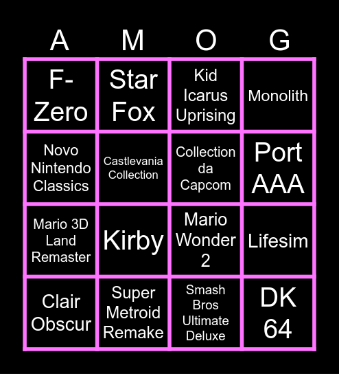 amogus direct Bingo Card