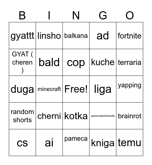 tikitaka Bingo Card