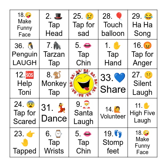 Laugh & Tap Club Bingo - 2 (with 36) Bingo Card