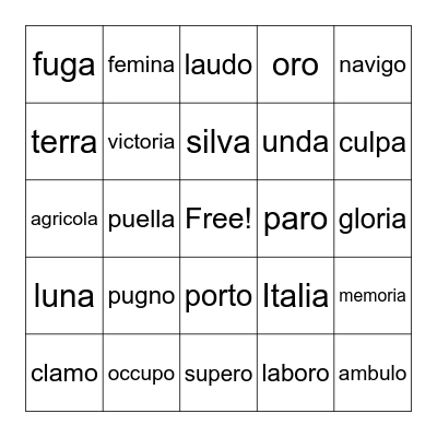 Review Lesson I Bingo Card