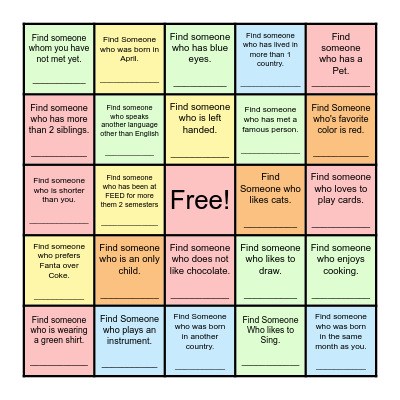 Find Someone Who... Bingo Card
