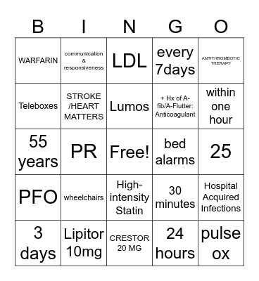 Neuro Bino Bingo Card