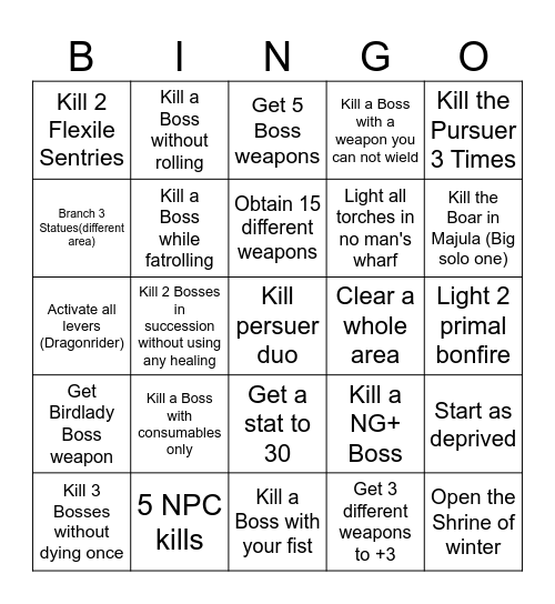 Dark Souls 2 Bingo!! Bingo Card