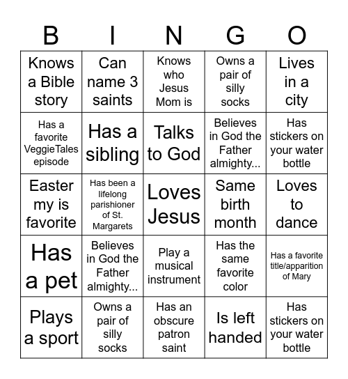 Get To Know You Bingo Card