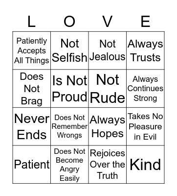 Love is... Bingo Card