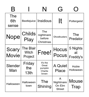 Halloween Bingo Card