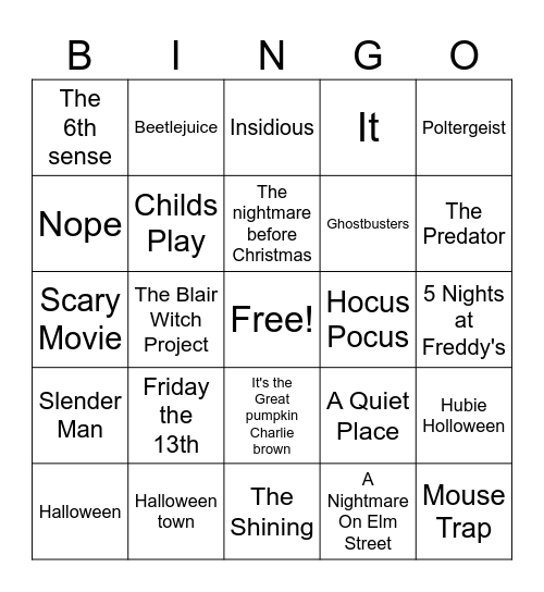 Halloween Bingo Card