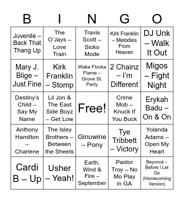 Musical Bingo Card