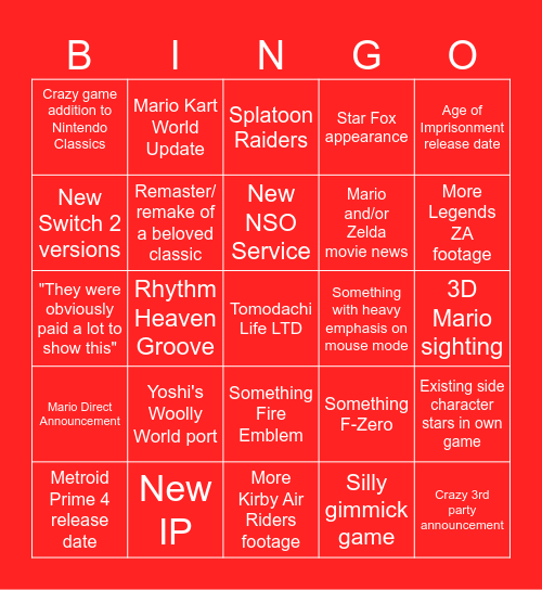September 2025 Direct Bingo Card