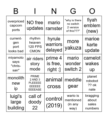 bup Bingo Card