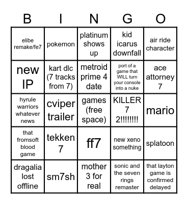 direct bingo 7 style Bingo Card