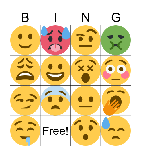 Emoji Feelings Bingo Card