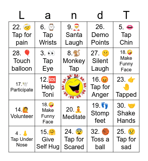 Laugh & Tap Club Bingo Card