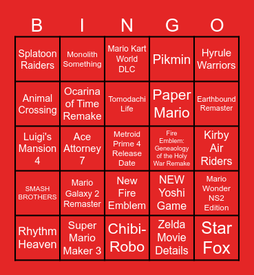 The Big One Bingo Card