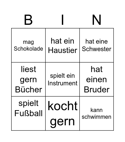 Hast du..? Bingo Card