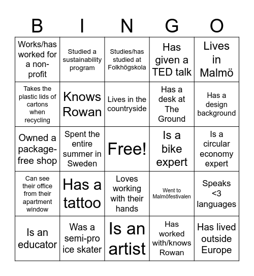 Mingle Bingo Card